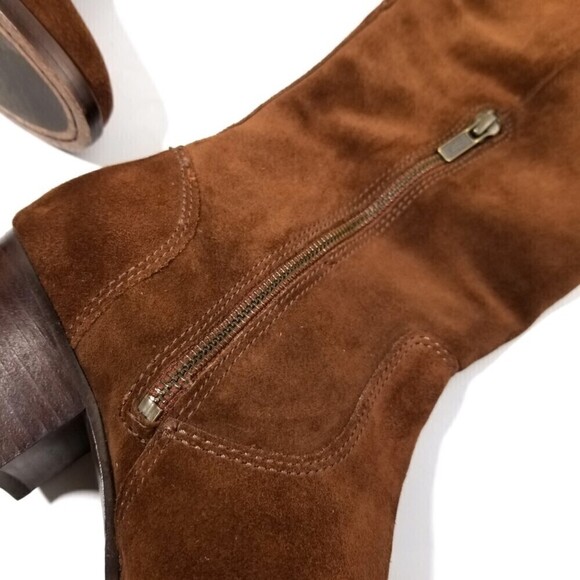 FRYE Clara Brown Suede Over the Knee Tall Boots Western Boho Brown Block Heel - Picture 8 of 11